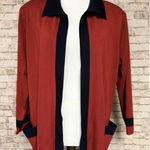 Misook Exclusively  Cardigan 3X Red Black Color Block Acrylic Knit Sweater Photo 0
