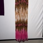 Boho Tie Dye Pink and Brown Maxi Dress V Cut Flowy Size M Photo 4