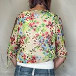 Old Navy Women's Floral Open Arm Cropped Blouse XS Extra Small Multicolor Sheer Photo 2