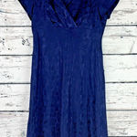 Donna Ricco  Silk Midi Dress Dots Navy Blue Cap‎ Sleeves V-Neck Back Zip [Size 8] Photo 0