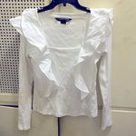 Veronica Beard  jeans small white peasant ribbed top Photo 0