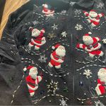 Vtg. Designer Studio Originals Black Zip Sweater Christmas Santas Women P/M Size undefined Photo 2