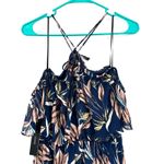 Lulus NWT  size small blue floral maxi dress tiered strappy halter‎ like top Photo 3