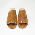 Pelle Moda  Toni Genuine Suede Leather Open Toe Studded Embellished Mules Heels 6 Photo 1