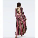 Diane Von Furstenberg  DVF Women’s Jenifer Long Sleeve Cutout Striped Maxi Dress Photo 12