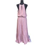 Old Navy Halter Maxi Dress Womans Large Pink Sleeveless Cruise Vacation Beachy Photo 1