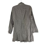 Eileen Fisher Womens Jacket Rumpled Cotton Steel Cinch Tie Waist Pockets Brown L Photo 1