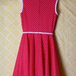 VINTAGE SEARS FASHIONS RED POLKA DOT DRESS MOD RETRO PIN UP Flare circle Size M Photo 3