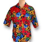 Vintage California Connection Shirt Cherry Red Multicolor Floral Detail Collared Size L Photo 0