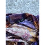 Fore Boutique Satin Purple Gold Floral Maxi Dress Strapless Open Cowl Back Photo 4