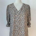 Alex & Lili V-Neck 3/4 Sleeve White Yellow and Black Short Sleeve  Blouse Photo 0