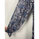 VICI Blue Purple Black Floral Ruched Long Sleeve Chiffon Mini Dress Size L Photo 1