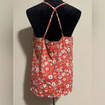 Hollister EUC Red and White Embroidered Y2K floral tank size medium Photo 4