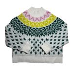 Old Navy Womens Fair Isle Sweater Size L White Multicolor Knit Pullover Boho Photo 1