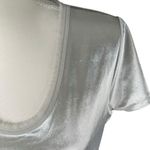 White House | Black Market WHBM Women’s Silver Velvet Shirt Blouse Size Small Photo 4