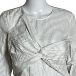 Milly Blouse Womens 4 Lorna Top White Gray Pinstripe Twisted Front Long Sleeve Photo 3