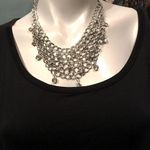 Rhinestone adjustable Bib Necklace w/ Earrings Silver Photo 0