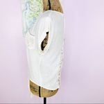 Mine Sheer Tie Front Lace Ladder Back Cuffed Cap Sleeve Crop Top Cream Small Photo 3