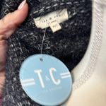 Tea & Cup Black White Soft Textured Knit Poncho with Shawl Collar asymmetrical bohemian Photo 1