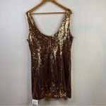 ASOS Bronze Copper Metallic Sequin Scoop Shimmer Sparkly Mini Dress women 14 new Photo 2