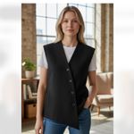 ZARA NWT Bloggers Fave Waistcoat Vest Black Medium Oversized Heavyweight Photo 1