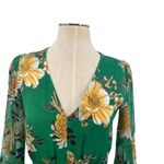Alice + Olivia Coco Dress Floral Print Long Sleeve Silk Green Size US 2 Photo 3
