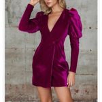 Boohoo  Deep Pink velvet 1 button front bodycon size s western glam holiday Photo 1