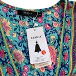 Zesica Blue Pink Floral Short Sleeve V Photo 2