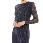 Mac Duggal  sequin formal dress high neck illusion navy formal cocktail Sz‎ 8 NWT Photo 4