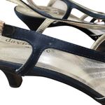 David Tate Navy Slingback Heels Women’s Size 9.5 WW Mesh Studded Heel Blue Photo 4