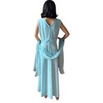 American Vintage 60-70’s  sleeveless formal blue dress, chiffon scarf size medium Photo 6