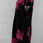 Betsey Johnson Magenta Floral Puffy Cap Sleeve Scuba Sheath Slit Dress Size 14 Photo 7