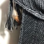 Knit gray very long scarf with feathers Gray Photo 5