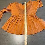 Derek Heart Peasant Top Crochet Detail Long Sleeve Blouse Orange S Photo 5