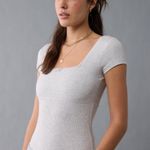 American Eagle Short Sleeve Square Neck Bow Bodysuit Photo 2