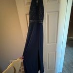 Morgan & Co  Prom Dress Blue Navy Halter Top Photo 1