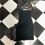 Vintage 2 piece Set Long Skirt & Shirt Black & Gold Lame Metallic Zebra sz Small Photo 13