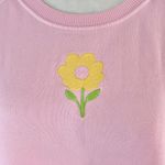 BP New  Flower Embroidered Short Sleeve Cropped Sweatshirt Pink Photo 5