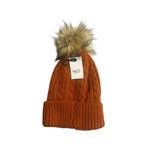 Rue 21 Beanie Hat Womens Beanie Burnt Orange Cable Knit Pom Pom Soft Warm Winter Photo 4