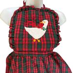 VTG Gourmet Gallery Red GreenTartan Plaid Holiday GOOSE Ruffled Apron OS Quilted Photo 1