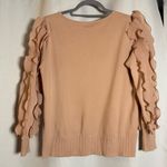 Sioni Blush Apricot Ruffle Sleeve Scoop Neck Sweater Small Tan Photo 1