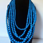 Lisa E Multilayer Cerulean Blue Beaded Necklace Photo 4
