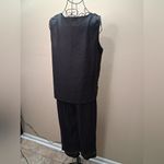 Vintage SET Studio Ease Woman Linen Blend Embroidered TOP PANTS SIZE 14 Black Photo 3