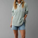American Eagle AE Oversized Half Size Sweatshirt Lightweight Large/X-Large Sage Photo 1