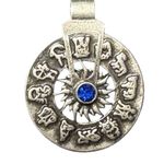 Silver Zodiac Astrological Spinning Wheel Pendant with Blue Stone Photo 4