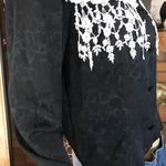 VINTAGE 1990'S IN THE MOOD BLACK BROCADE AND WHITE CROCHET LACE BLOUSE (14) Photo 6