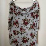 Rue 21 Dress Off The Shoulder Floral Print Gray Rose Casual Long Sleeve Photo 0