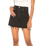AGOLDE  Skirt Women 26‎ Black Denim Quinn High Rise A Line Mini Jean Frayed Hem Photo 0