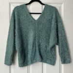 Jolie Fuzzy Double V Neck Sweater Photo 3