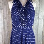 Ombre Size 8 Sleeveless Halter Dress Blue White Polka Dots Padded Bra Ru… Photo 2